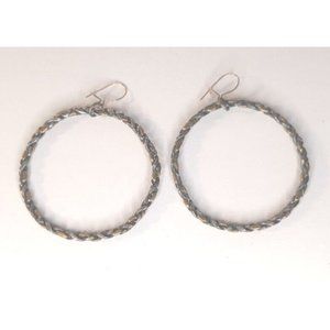 Vintage Women's Tri Colored Metal Large Hoop Earrings